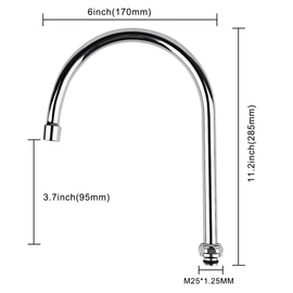 KWODE 6” Swivel Gooseneck Spout Replacement Kit for Commercial Kitchen Sink Faucet 360°Swing Spout with 2.2 GPM Nozzle Chrome(M25*1.25 Connector)