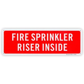Fire Sprinkler Riser Inside Sign, 12"x 4" .04" Aluminum Reflective Sign Rust Free Aluminum-UV Protected and Weatherproof