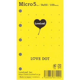 Love Leaf SDM5001 Personal Organizer, Refill, Micro 5, Love Dot Grid, 5 Holes, 100 Sheets
