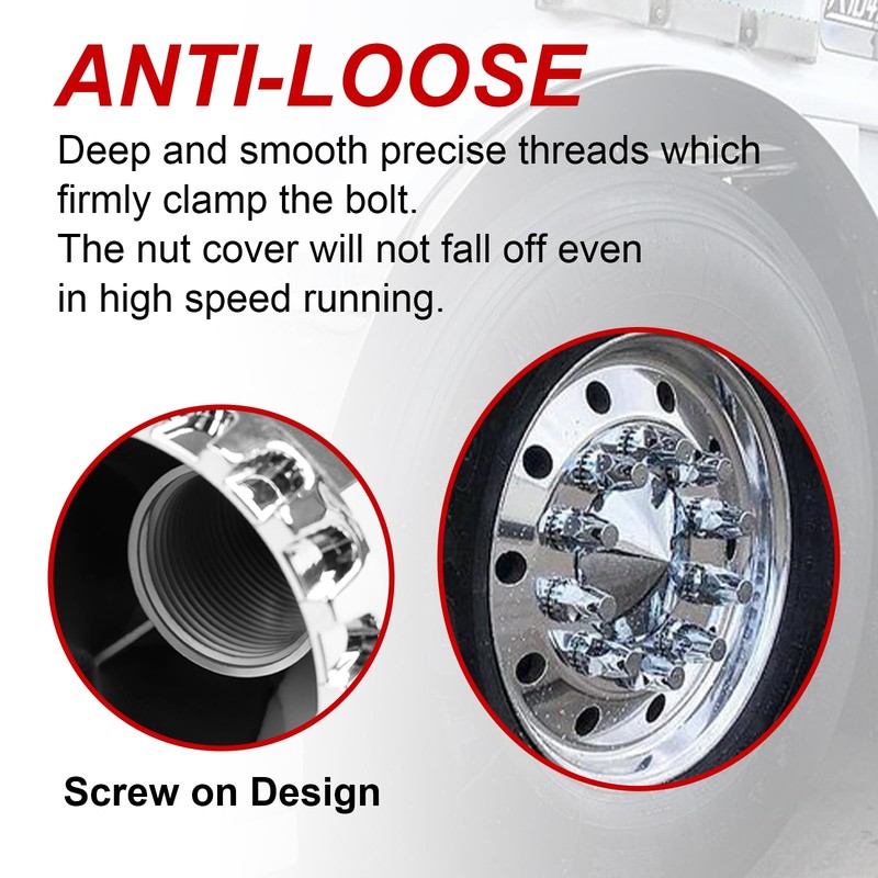 33mm Lug Nut Covers Screw Onfor Semi Trucks, 33mm x