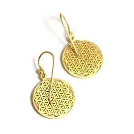 flower of life Sacred Geometry 925 Sterling Silver earrings COSUMOSU - 1.22 inch zirconia gold dangle earrings