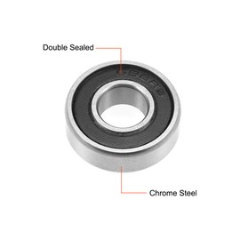 sourcing map 698-2RS Ball Bearings 8 x 19 x 6 mm Double Sealed ABEC-3 Bearings Pack of 2
