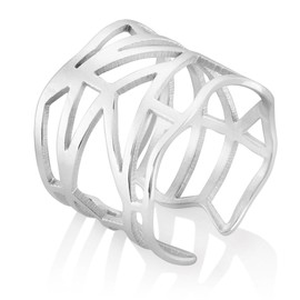 West Coast Jewelry ELYA Women's Polished Geometric Stainless Steel Ring - Size 5