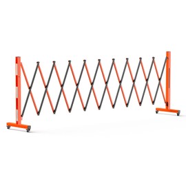 Expandable Garden Fence, 9FT Portable Folding Barricade Gate Outdoor with 360°Casters,Retractable Fence with Reflective Sticker,Driveway Safety Barrier