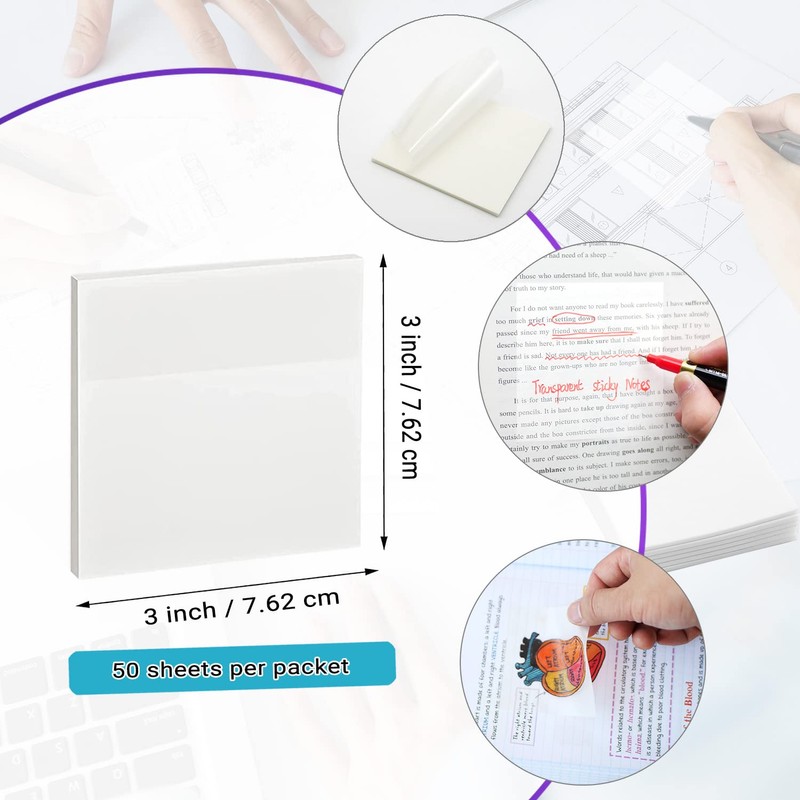 Transparent Sticky Notes - 3x3 inch Clear Sticky Notes Waterproof