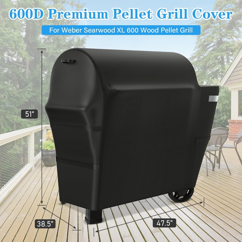 Utheer Grill Cover for Weber Searwood XL 600, 600D Waterproof