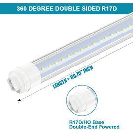 JESLED 360 Degree T8 T10 T12 6ft 42w R17D/HO Base, led Outdoor Tubes for Double Sided Signs 6000K Cool White Clear Cover (4-Pack)