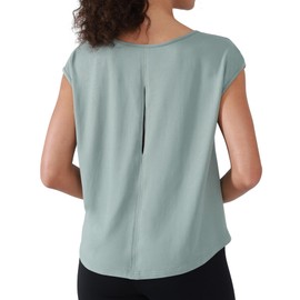 YIPINK Open Back Workout Tops for Women Lightweight Sleeveless Loose Fit Yoga Shirts Soft Athletic Tops Curved Hem Green