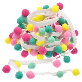 QUARKZMAN 2 Pom Pom Ball Fringe Trim, Ribbon Sewing DIY Craft Accessories for Curtains, Clothing, Cushion Decoration, Colourful