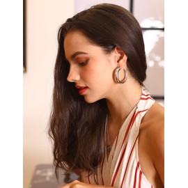 Focalook Women's Hoop Earrings, Large Circle / Star / Heart Hoop Earrings, 30 / 40 / 50 / 70 / 100 mm, Stainless Steel, 18 K Gold Plated, Black, Elegant Earrings for Women, Great Gift, Stainless Steel