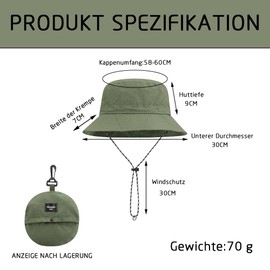 ZDQC Sonnenhut Herren Damen,Sonnenhut Faltbar,Fischerhut Mit Band,wasserdichte Hut,Fischerhut Faltbar,Fischerhut Modischer Sommerhut,Anglerhut Herren Outdoor,Unisex Breiter Krempe Boonie Hat (Grün)
