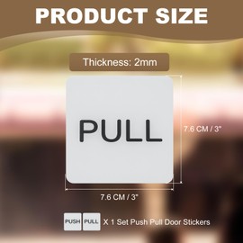 PATIKIL 1Set Push Pull Door Stickers, 3in Push and Pull Signs Plate Acrylic Vertical Self-Adhesive for Doors Glass Window Business Stores, Square, Silver