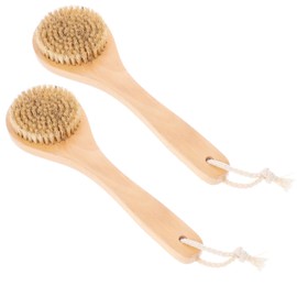 Healvian 2pcs Natural Pig Bristle Shower Scrubbers for Gentle Exfoliating and Massage Bath Cleaning Tool for Smooth Skin and Relaxation Bathroom