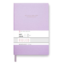 Minimalism Art, Soft Cover Notebook Journal, A5 Size 5.8 X 8.3 inches, Pink, Ruled Lined Page, 176 Pages, Fine PU Leather, Premium Thick Paper-100gsm, Ribbon Bookmark, Designed in San Francisco