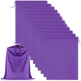 Weewooday 12 Pcs Satin Adult Toy Bags with Drawstring Silk Adult Game Toy Storage Multi Purpose Foldable Pouch Lightweight Gift Organizer for Women Men(Purple,15.75 x 11.81 Inch)