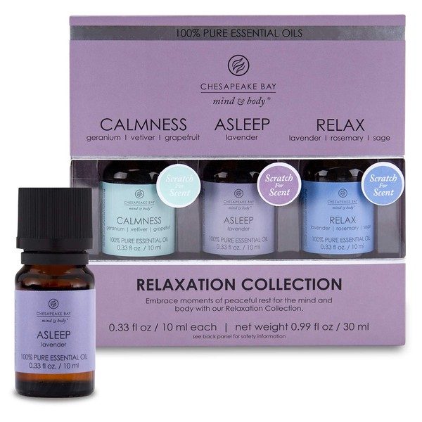Chesapeake Bay Candle 100% Pure Essential Diffuser Oils Relaxation Set (Alseep, Calmness, Relax) (3-Pack)
