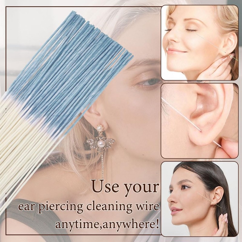 Ear Piercing Cleaner Floss,Ear Hole Cleaner,Ear Piercing Cleaner,180PCS Piercing Cleaner