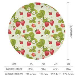 JanJCurt Strawberry Tablecloth, Summer Delicious Big Strawberries Rustic Farmhouse Flower Bee Print Table Cloth Cover for Party Dinning Kitchen Wedding Home Decor 36x36in