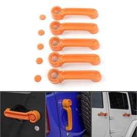 JeCar ABS Door Handle Cover Inserts & Tailgate Handle Cover Exterior Door Accessories for Jeep Wrangler JK 2007-2017 4 Door（Orange 5pcs/Set）