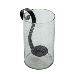 Creative Co-Op Large Reclaimed Bubble Glass Hurricane with Metal Candle Holder, Clear