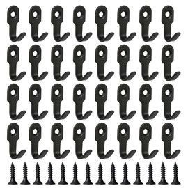 AOROPS Screw Hooks, Pack of 32 Stainless Steel Wall Hooks, Black, 27 mm Clothes Hooks with Screws, Small Coat Hooks Wall for Bedroom, Living Room, Kitchen