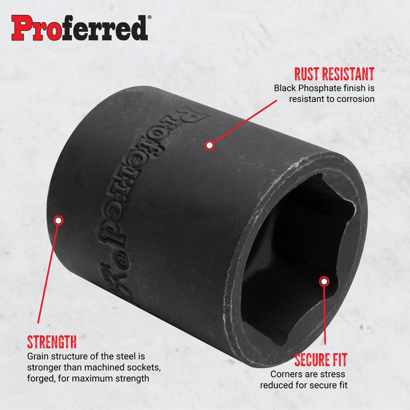 Proferred S31018 3/8" Drive Metric Socket, 18 mm Impact 6