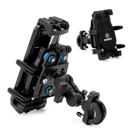 EMERK Motorcycle Phone Mount - Anti-Shake Phone Holder with Vibration Dampener Fits 4.7''-7.2'' Smartphones, Adjustable Heavy-Duty Handlebar Mount for Bike Bicycle Scooter ATV (0.5''-1.3'' Handlebars)