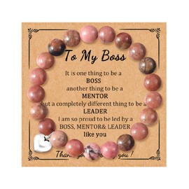 HUASAI Best Boss Gifts Boss Lady Healing Crystal Bracelets Natural Stone Beads Coworker Employee Boss Appreciation Gifts Office Gifts for Women