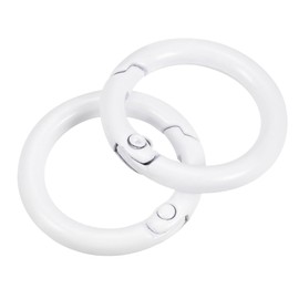 METALLIXITY Release Spring O-Rings (27 mm / 1.06 Inch) Pack of 4 Round Carabiner Clips - for Hanging Crafts or Decorations, White, White