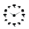Unique Elephant Animal Shape Wall Clock DIY Acrylic Mirror Hanging