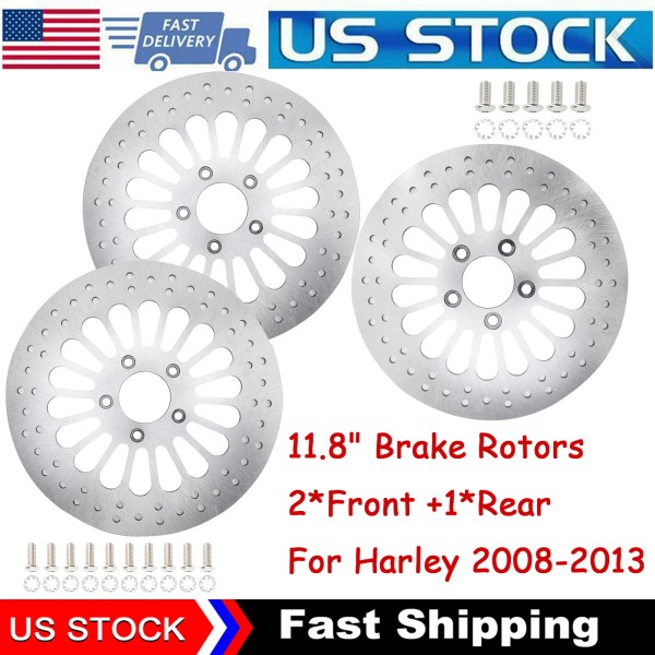 carauto2000 3x 11.8" Front Rear Brake Rotors for Harley FLHTCU
