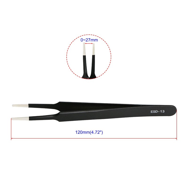 Aoje-Link ESD-13 Professional Anti-Static Precision Technology Tweezers, Non-magnetic Flat and