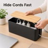 Cable Management Box for Power Strips & Cords - Bamboo