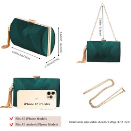 YAPAIOU Clutch Purses For Women Tassel Evening Clutch bag Cross Body & Shoulder Bag For Wedding Night out Party Green
