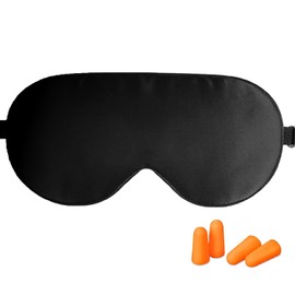 Silk Sleep Mask, Light Blocking Eye Mask with Ear Plugs and Adjustable Elastic Band, Ultra Soft Sleeping Mask for Men and Women, Ideal for Travel and Sleep, Pack of 1