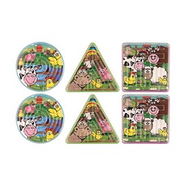 6 X Mini Farm Animals Puzzle Mazes