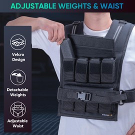 APEXUP Adjustable Weighted Vest Men 20lbs/30lbs/40lbs Weights with Reflective Stripe, Weight Vest Woman Workout Vest for Strength Training Running Walking (40 lbs)