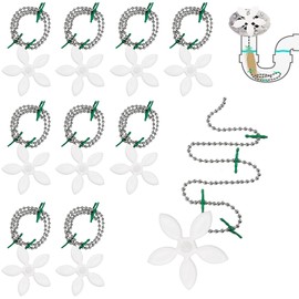 JALCH 10-Pack Flower-Shaped Shower Drain Protectors – Sink and Bathtub Hair Catcher with Chain Hook – Strainer & Hair Snare for Bathroom, Kitchen Drains