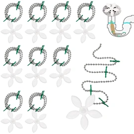 JALCH 10-Pack Flower-Shaped Shower Drain Protectors – Sink and Bathtub Hair Catcher with Chain Hook – Strainer & Hair Snare for Bathroom, Kitchen Drains