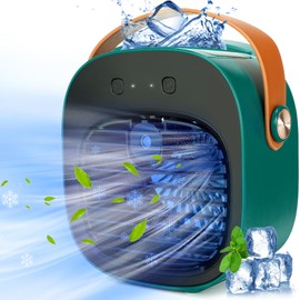 Portable Air Conditioners, 5200mAh Rechargeable Mini Air Conditioner Fan, 3 Wind Speeds Quiet Personal Small Desk Air Cooler Fan for for Bedroom, Car, Home, Camping, Travel, and Office