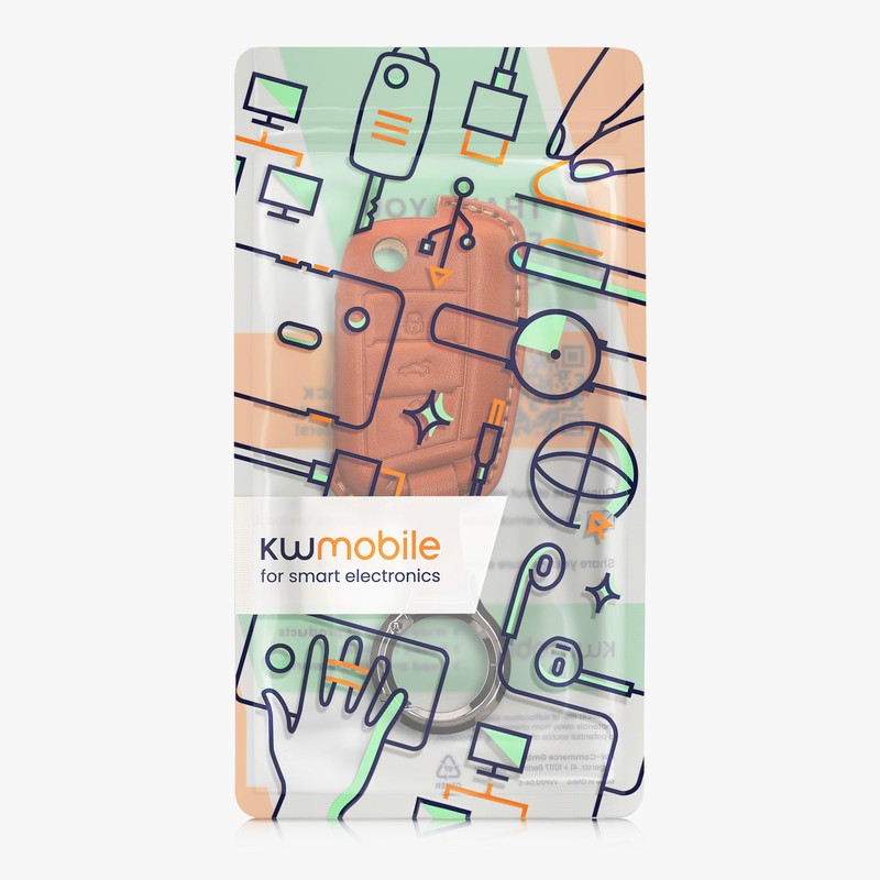 kwmobile Premium Leather Car Key Protective Case Compatible with VW