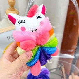 Pretyzoom Piezas Esponjas Baño Infantiles Forma Unicornio Sirena Bolas Exfoliantes Suaves Niños Limpieza Profunda Cuerpo 10x4 33in
