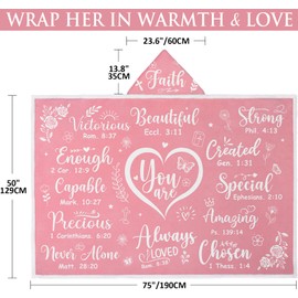 Christmas Christian Gifts for Women, Bible Verse Wearable Blanket Hoodie for Women, Religious Inspirational Birthday Gift for Women Mom Sister Friends Wife Her, Cozy Catholic Spiritual Gifts for Women