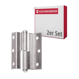Gedotec Room Door Hinge Cranked Door Hinge Metal Furniture Hinge for Doors - H1919 | Offset D 7.5 mm | Length 50 mm | Matte Nickel-Plated Steel | DIN Right | Pack of 2 - Angle Band for Screws