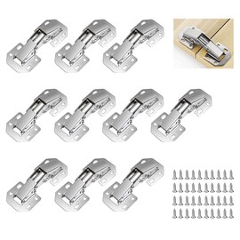 Pack of 10 Hinges Cabinet Door, Furniture Hinges Screw-On Hinges with Spring 90 Degree, Door Hinges for Wooden Doors, Cabinet Hinges with 40 Screws, for Cabinet Door, Wooden Door, Kitchen Cabinet