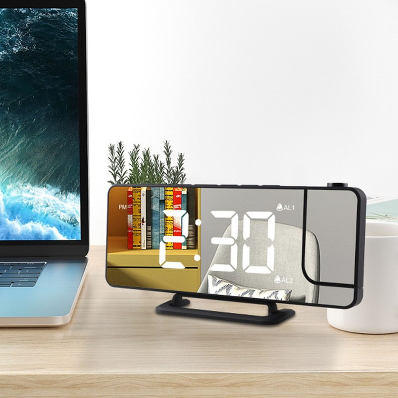 Digital Projection Alarm Clock LED Display USB Powered Auto Sensitivity