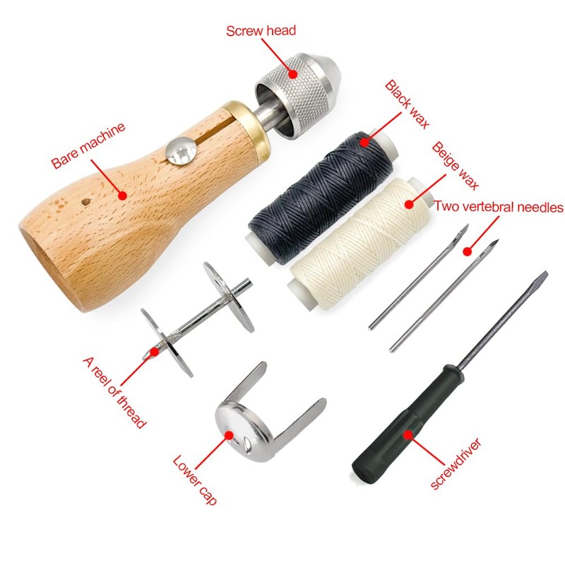 Professional Sewing Awl Hand Stitcher Repair Tool Kit for Leather