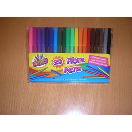 Artbox 20 fine tip fibre colouring pens - pack of 20 assorted colours