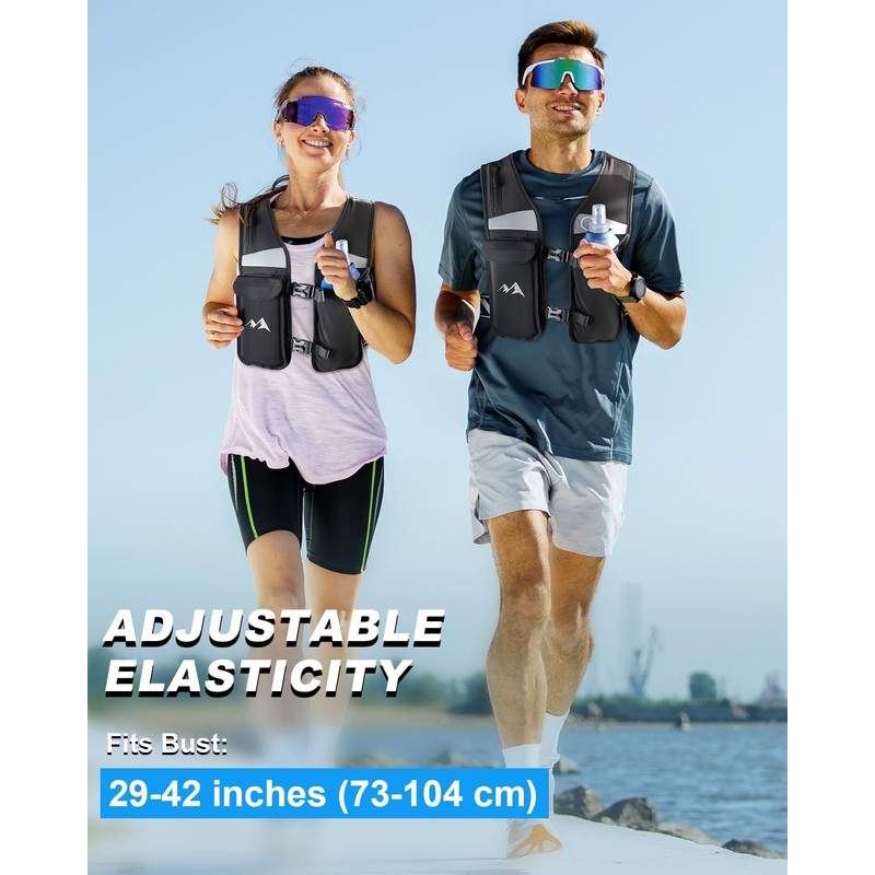 HSYFUNA Running Hydration Vest with 500 ml Water Bottle, Reflective,
