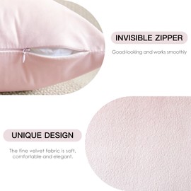 JOTOM Soft Velvet Decorative Throw Pillow Covers 24x24 Inch Solid Square Cushion Covers 60x60 cm Pillowcases Cushion Case for Sofa Couch Living Room Bedroom Home Decor Set of 2 (Babypink)